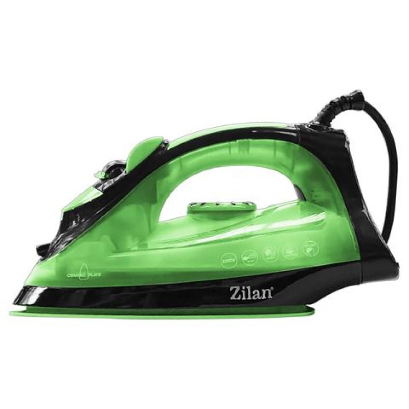 Fier de calcat talpa ceramica ZILAN ZLN-2189, Verde, Putere 2200W, calcare cu aburi si uscata, functie autocuratare