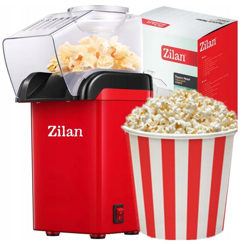 Aparat Pentru Popcorn Zilan ZLN8046, Rosu Putere 1200W, sistem cu jet de aer cald