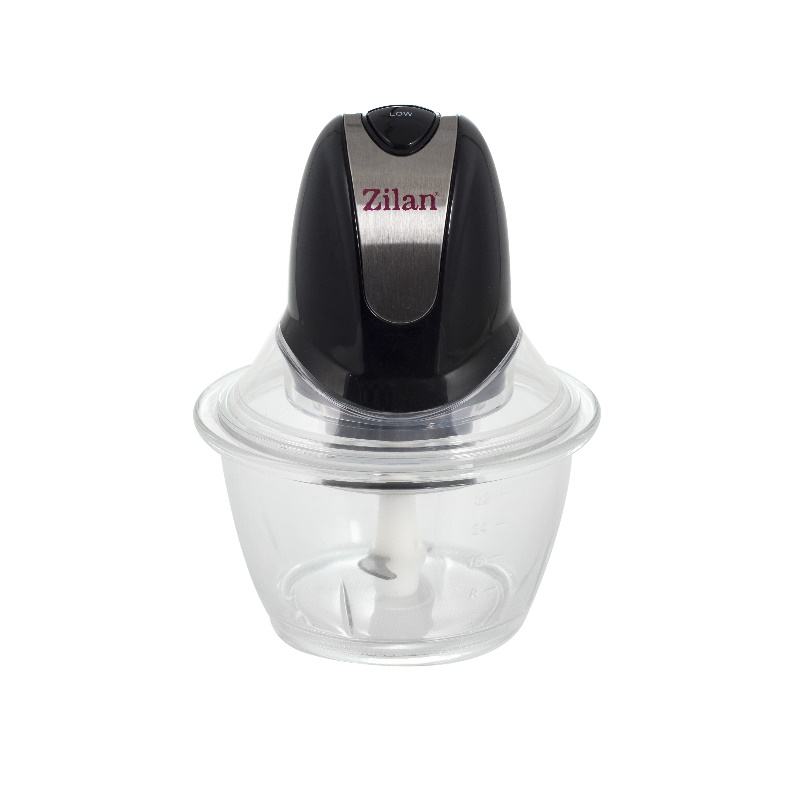 Tocator legume-fructe ZILAN ZLN-8167,Negru putere 300W, vas din sticla 1L, cutit inox, 2 trepte de viteza,