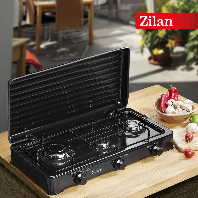 Aragaz cu 3 ochiuri ZILAN ZLN-0032,culoare negru utilizare numai GPL butelie,