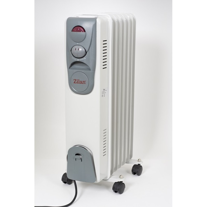 Calorifer electric ZILAN ZLN-2104, 7 elementi, Putere 1500 W, 3 trepte de putere, Termostat de siguranta, Termostat reglabil