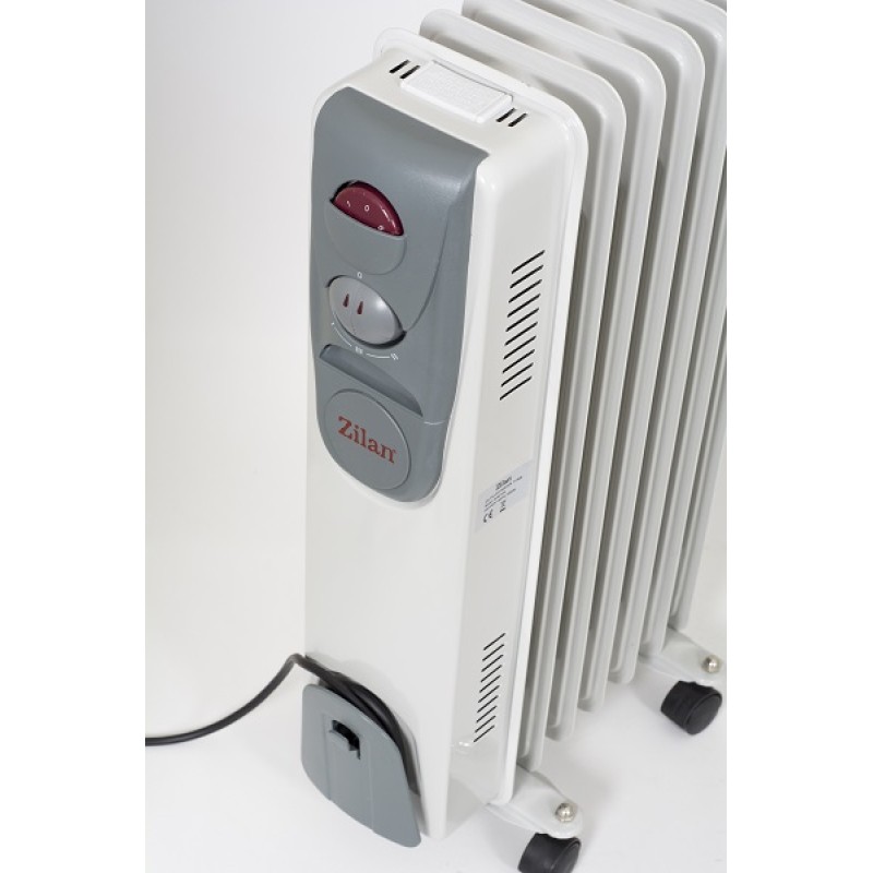Calorifer electric ZILAN ZLN-2104, 7 elementi, Putere 1500 W, 3 trepte de putere, Termostat de siguranta, Termostat reglabil