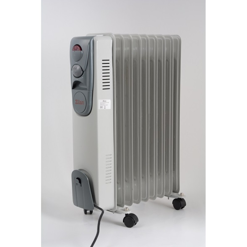 Calorifer electric ZILAN ZLN-2111, 9 elementi, Putere 2000 W, 3 trepte de putere, Termostat de siguranta, Termostat reglabil