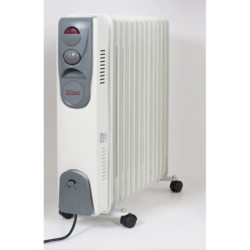 Calorifer electric ZILAN ZLN-2128, 11 elementi, Putere 2500 W, 3 trepte de putere, Termostat de siguranta, Termostat reglabil