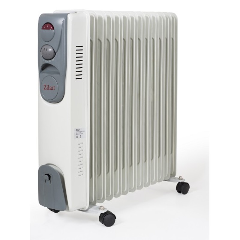 Calorifer electric ZILAN ZLN-2128, 11 elementi, Putere 2500 W, 3 trepte de putere, Termostat de siguranta, Termostat reglabil