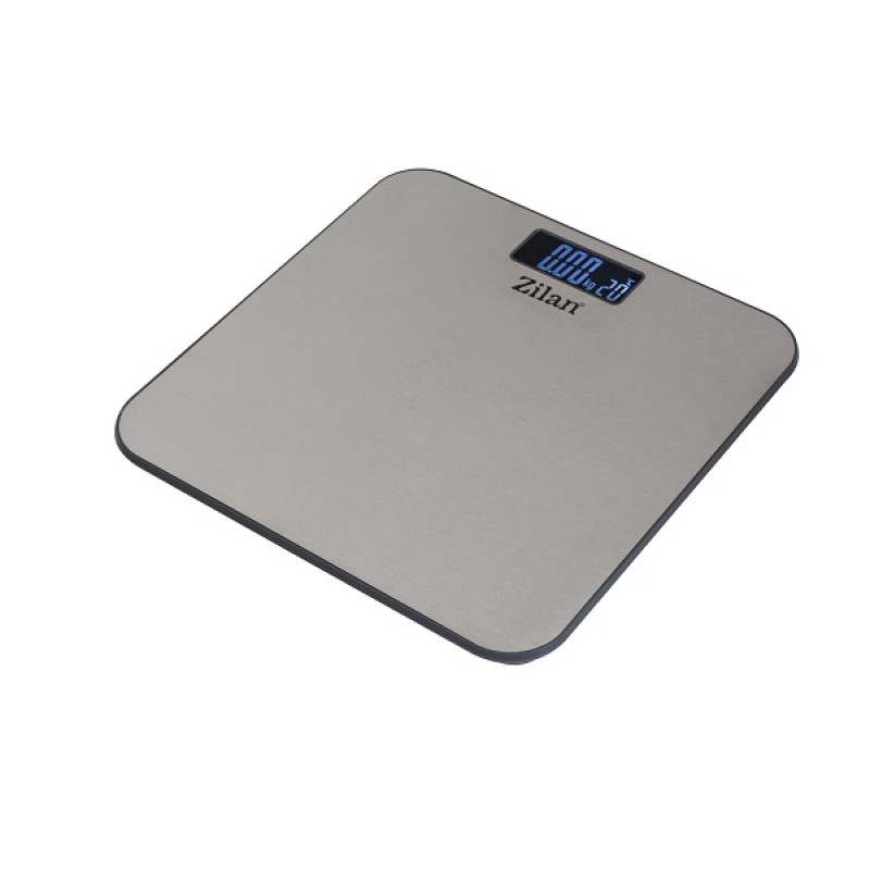 Cantar digital din inox pentru persoane ZILAN ZLN-0368, Platforma inox, Max 150kg, Afisare temperatura camera