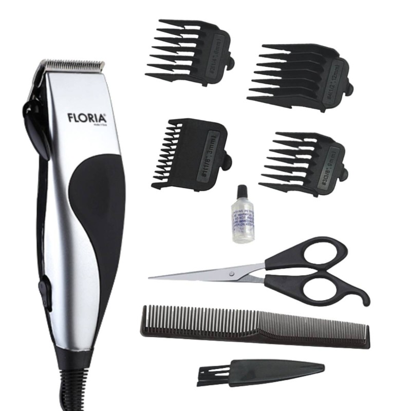 Aparat de tuns parul FLORIA ZLN-0443, Argintiu/Negru 10W, 4 Accesorii,