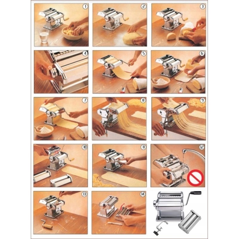 Aparat pentru paste Floria ZLN-1129 ,9 posibilitati de reglare a grosimii, Otel inoxidabil, Accesoriu fixare de masa