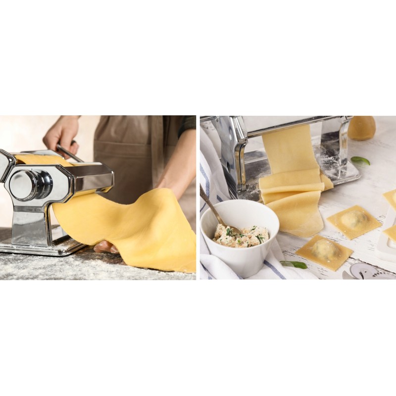 Aparat pentru paste Floria ZLN-1129 ,9 posibilitati de reglare a grosimii, Otel inoxidabil, Accesoriu fixare de masa