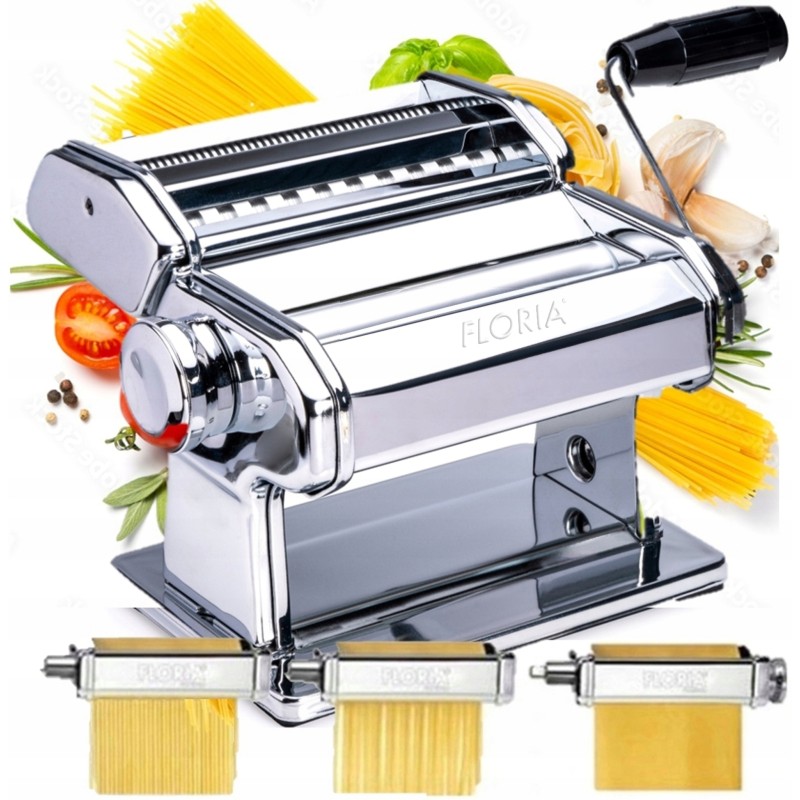 Aparat pentru paste Floria ZLN-1129 ,9 posibilitati de reglare a grosimii, Otel inoxidabil, Accesoriu fixare de masa