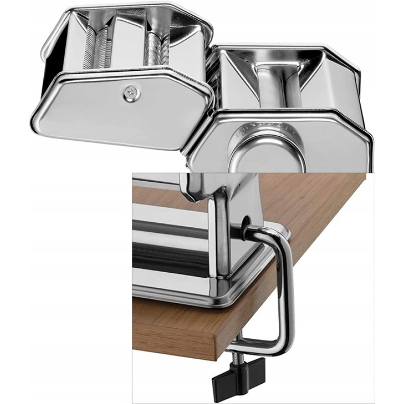 Aparat pentru paste Floria ZLN-1129 ,9 posibilitati de reglare a grosimii, Otel inoxidabil, Accesoriu fixare de masa