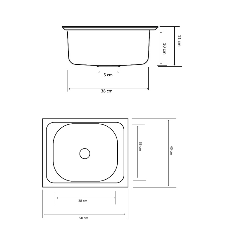 Chiuveta 0148 pentru masca, cu o cuva + racord flexibil scurgere, 40x50 cm. Z-Inox, ZLN- 0148 -2968