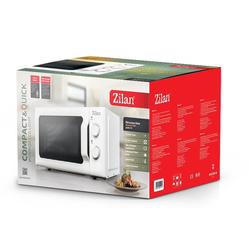 Cuptor cu microunde ZILAN Alb ZLN-1174, capacitate 20 l, 700 W, ,