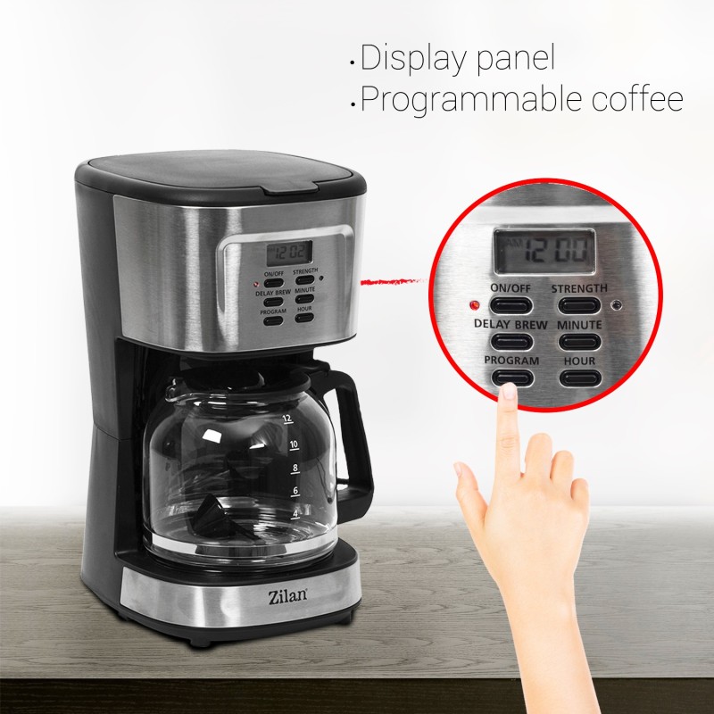 Filtru cafea digital Zilan ZLN-1440, 900 W, 1.5 l, programare si amanare