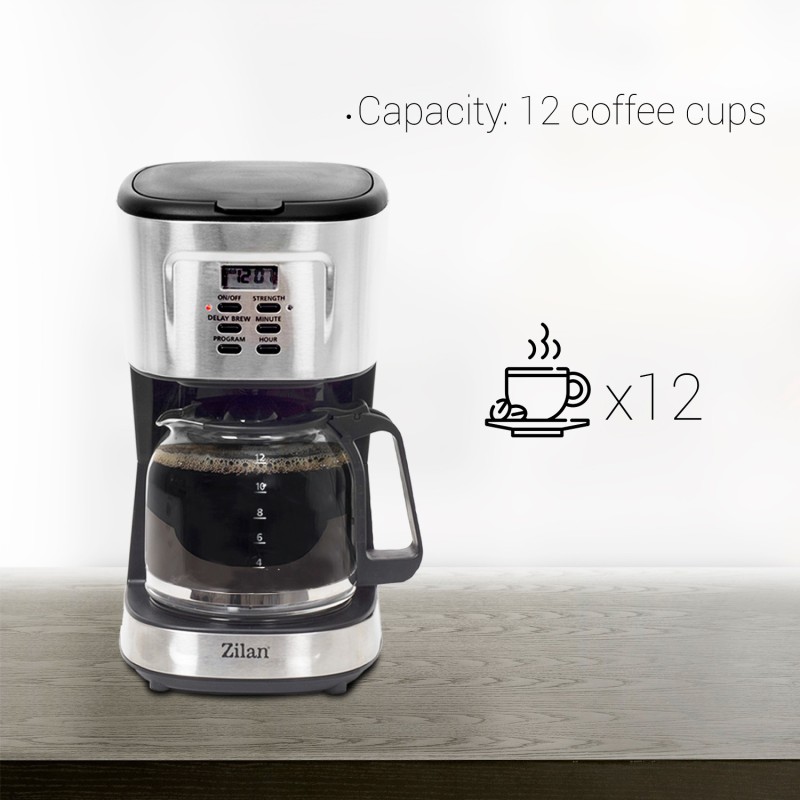Filtru cafea digital Zilan ZLN-1440, 900 W, 1.5 l, programare si amanare