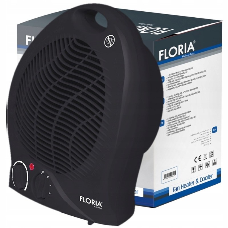 Aeroterma Floria ZLN-6172,Negru Putere 2000W, 2 nivele de incalzire+rece, Protectie supraincalzire, Termostat reglabil,