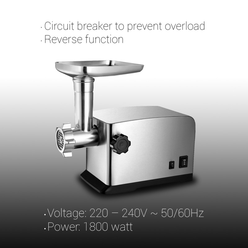 Masina tocat carne Zilan ZLN-2409, 1800 W, functie revers, tava aluminiu, accesorii carnati