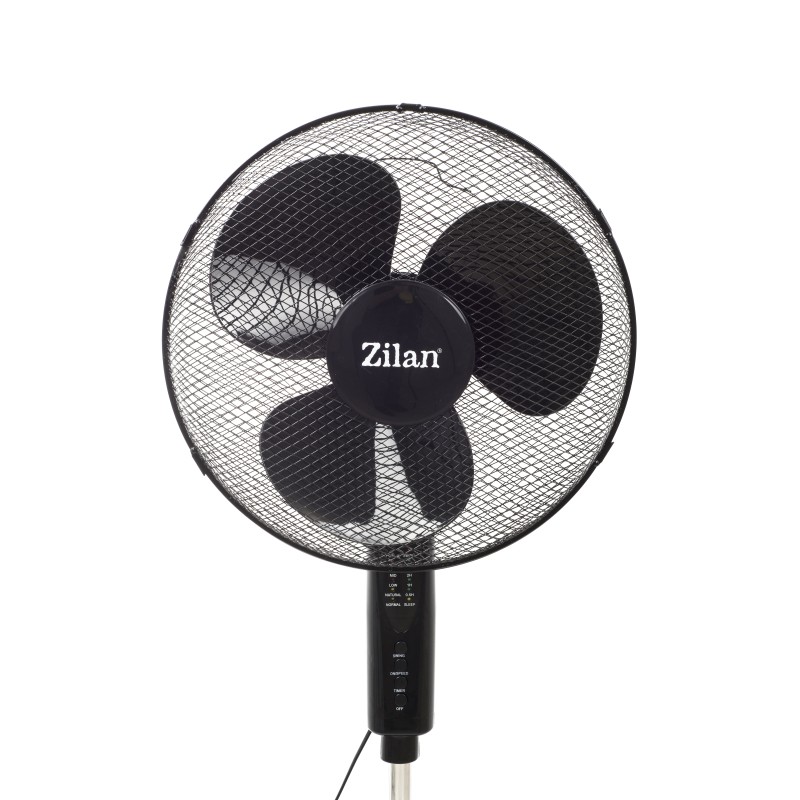 Ventilator cu picior ZILAN ZLN-1204,Negru 50W, 40 cm diametru, Telecomanda, Timer,