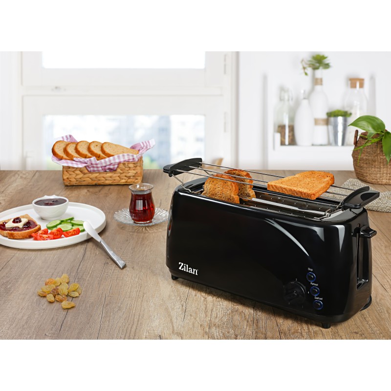 Prajitor paine dublu Zilan ZLN-2713, Negru, 1400W, 5 grade rumenire si functii multiple