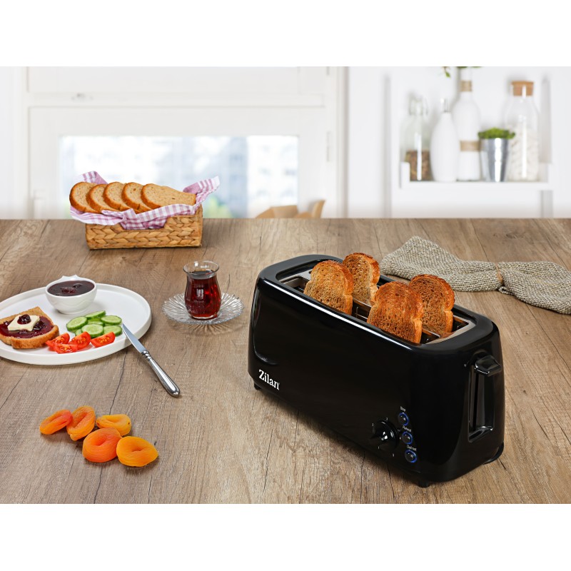 Prajitor paine dublu Zilan ZLN-2713, Negru, 1400W, 5 grade rumenire si functii multiple