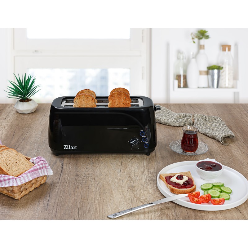 Prajitor paine dublu Zilan ZLN-2713, Negru, 1400W, 5 grade rumenire si functii multiple