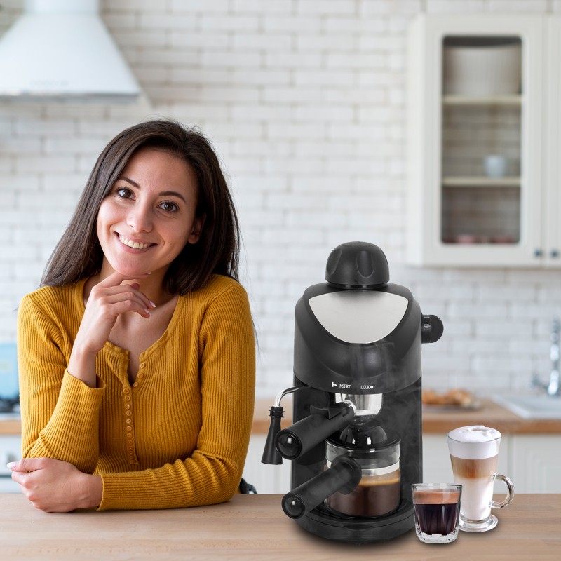 Espressor manual ZILAN ZLN-3154, Negru Dispozitiv spumare, Sistem cappuccino, Putere 800W,