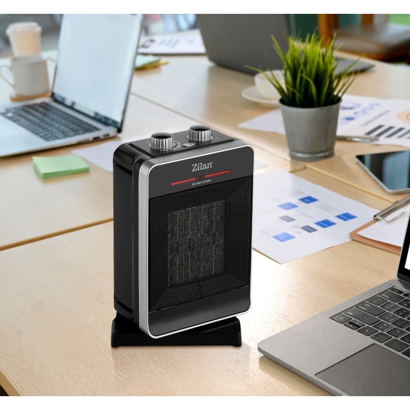 Aeroterma ceramica ZILAN ZLN-3215, Putere 2000W, 2 trepte de reglare temperatura+aer rece, Termostat reglabil, Rezistenta ceramica, Functie oscilatie, Sistem siguranta impotriva rasturnarii si supraincalzirii