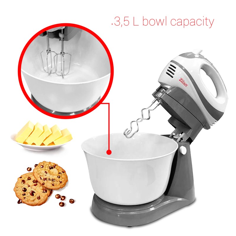Mixer cu Bol capacitate mare 3.5litri ZILAN ZLN-8419, putere 300W, functie turbo