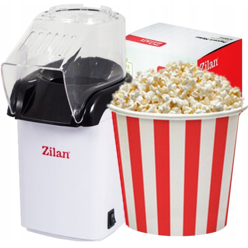 Aparat Pentru Popcorn Zilan ZLN-8044,Alb Putere 1200W, sistem cu jet de aer cald,