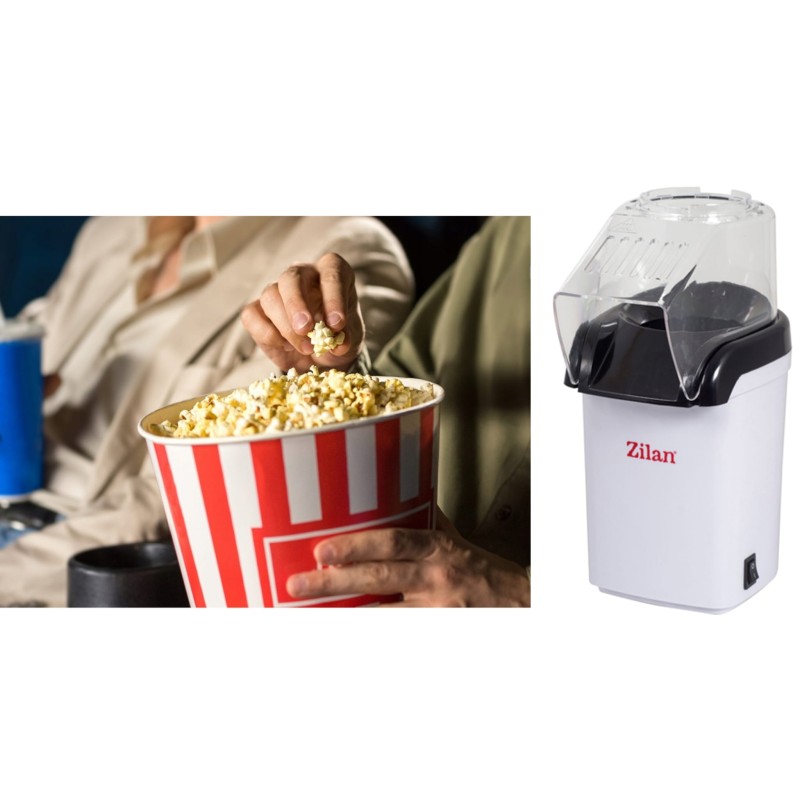 Aparat Pentru Popcorn Zilan ZLN-8044,Alb Putere 1200W, sistem cu jet de aer cald,