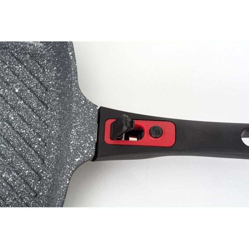 Tigaie grill 3in1 Zilan ZLN-3352, 28 cm, Material aluminiu, Interior granit, Maner soft touch detasabil, Compatibil inductie