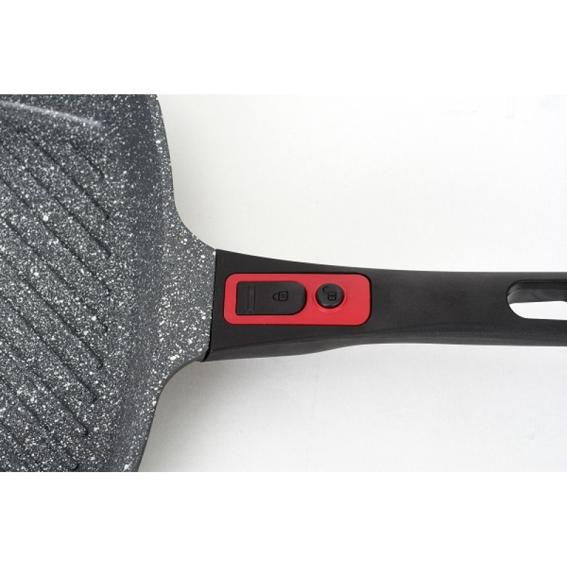 Tigaie grill 3in1 Zilan ZLN-3352, 28 cm, Material aluminiu, Interior granit, Maner soft touch detasabil, Compatibil inductie