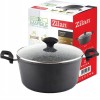 Oala cu capac sticla Zilan ZLN-3321, Diametru 24 cm, Inaltime 12 cm, Material aluminiu, Interior granit, Compatibil inductie