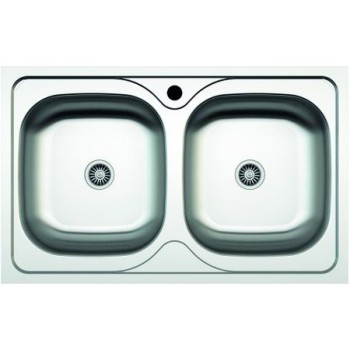 Chiuveta cu doua cuve pentru blat Z-INOX ZLN-0216, Inox anticalcar, 50x80 cm