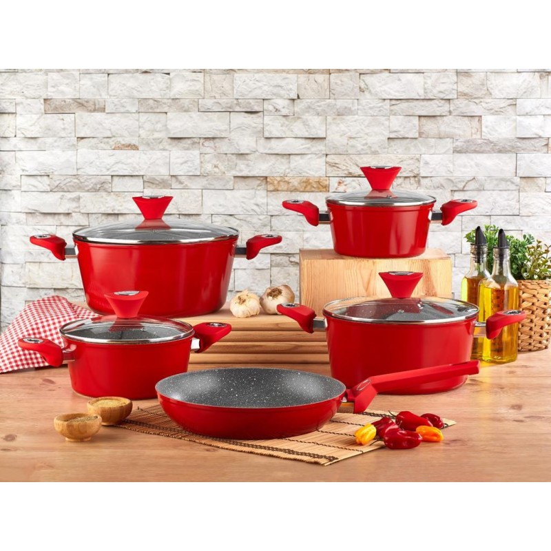 Set oale 9 piese, Zilan ZLN-3260, Material aluminiu, Interior granit, Compatibil inductie