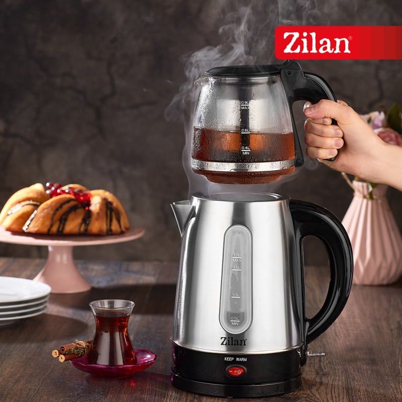 Set fierbator electric+ceainic FLORIA ZLN-3581,Inox/Negru Putere 2200W,