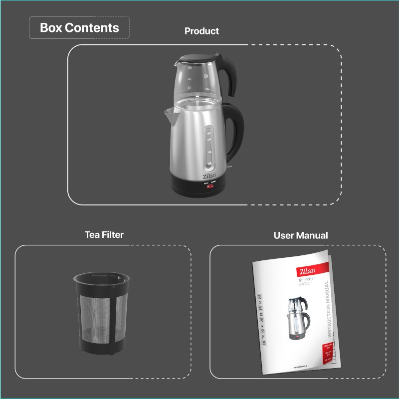 Set fierbator electric+ceainic FLORIA ZLN-3581,Inox/Negru Putere 2200W,