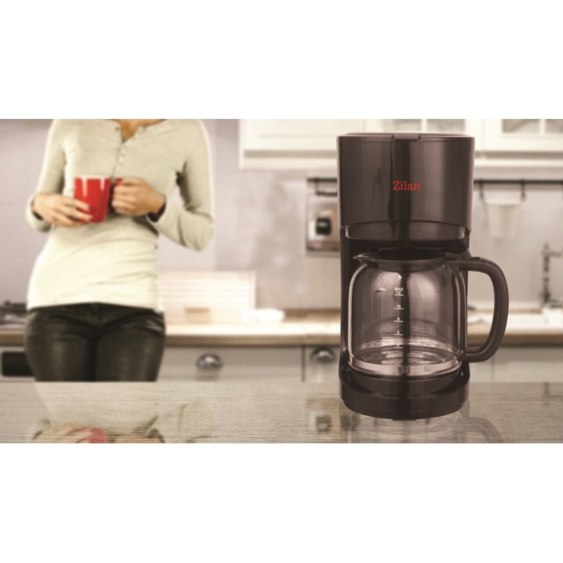Filtru de cafea ZILAN ZLN-1457, Capacitate 1.5L  12 cesti , Plita pentru pastrarea calda a cafelei, Sistem antipicurare, putere 900W