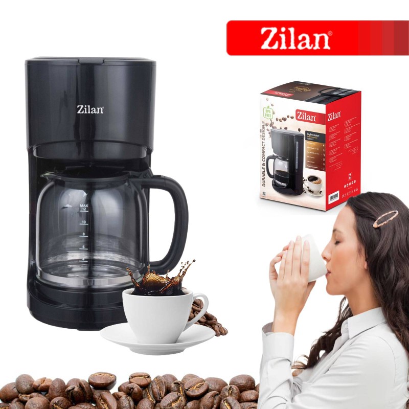Filtru de cafea ZILAN ZLN-1457, Capacitate 1.5L  12 cesti , Plita pentru pastrarea calda a cafelei, Sistem antipicurare, putere 900W