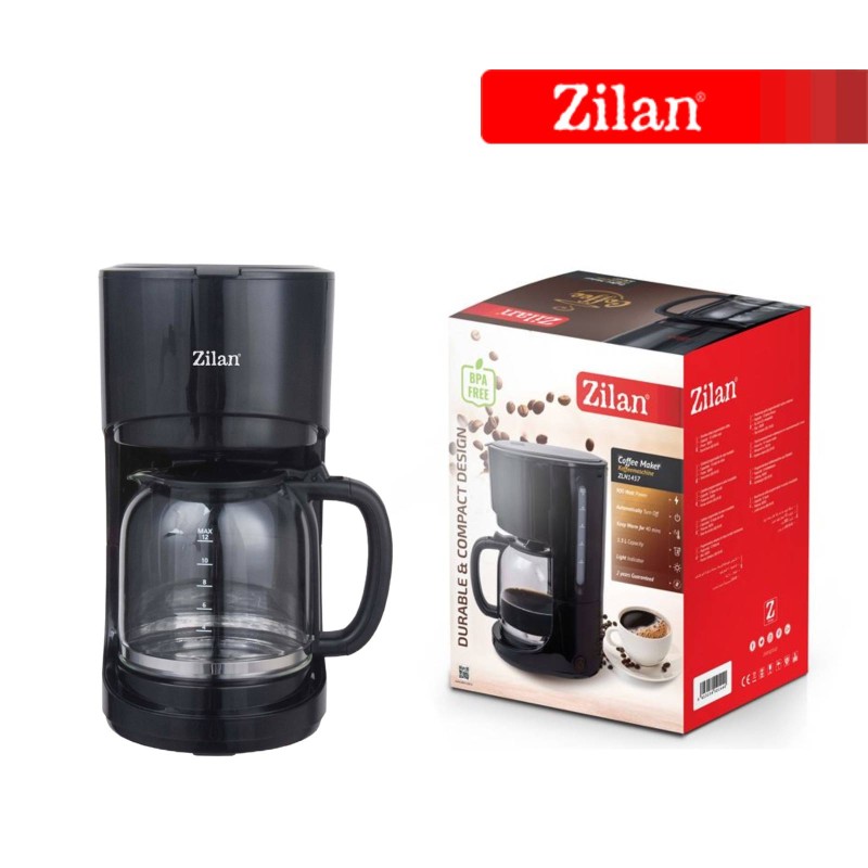 Filtru de cafea ZILAN ZLN-1457, Capacitate 1.5L  12 cesti , Plita pentru pastrarea calda a cafelei, Sistem antipicurare, putere 900W