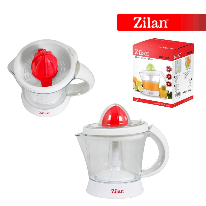 Storcator citrice ZILAN ZLN-7832, Alb/Rosu Capacitate 1L, Cana gradata, Functie reverse, Putere 40W,
