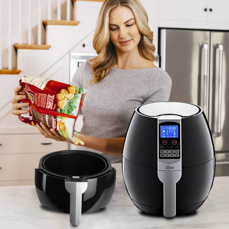 Friteuza Air Fryer Digital ZILAN ZLN-3604, Negru 1500 W, Capacitate 3.5 l, Timer 30 min,