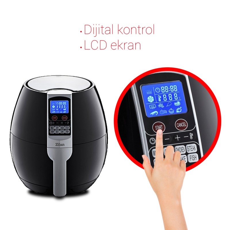 Friteuza Air Fryer Digital ZILAN ZLN-3604, Negru 1500 W, Capacitate 3.5 l, Timer 30 min,