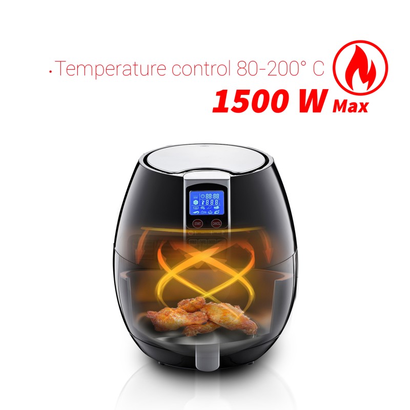 Friteuza Air Fryer Digital ZILAN ZLN-3604, Negru 1500 W, Capacitate 3.5 l, Timer 30 min,