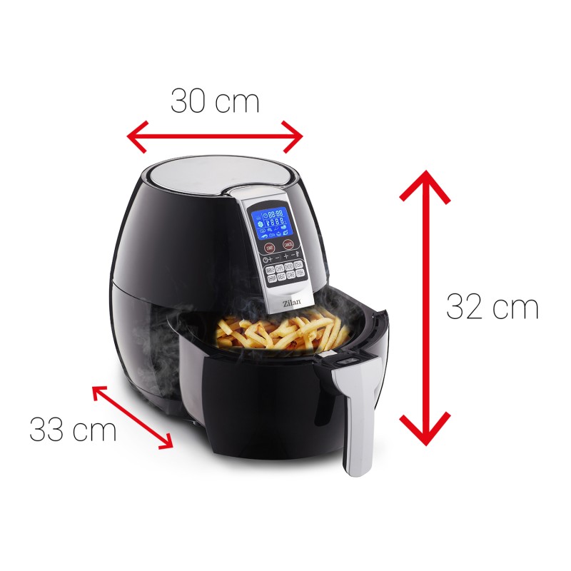 Friteuza Air Fryer Digital ZILAN ZLN-3604, Negru 1500 W, Capacitate 3.5 l, Timer 30 min,
