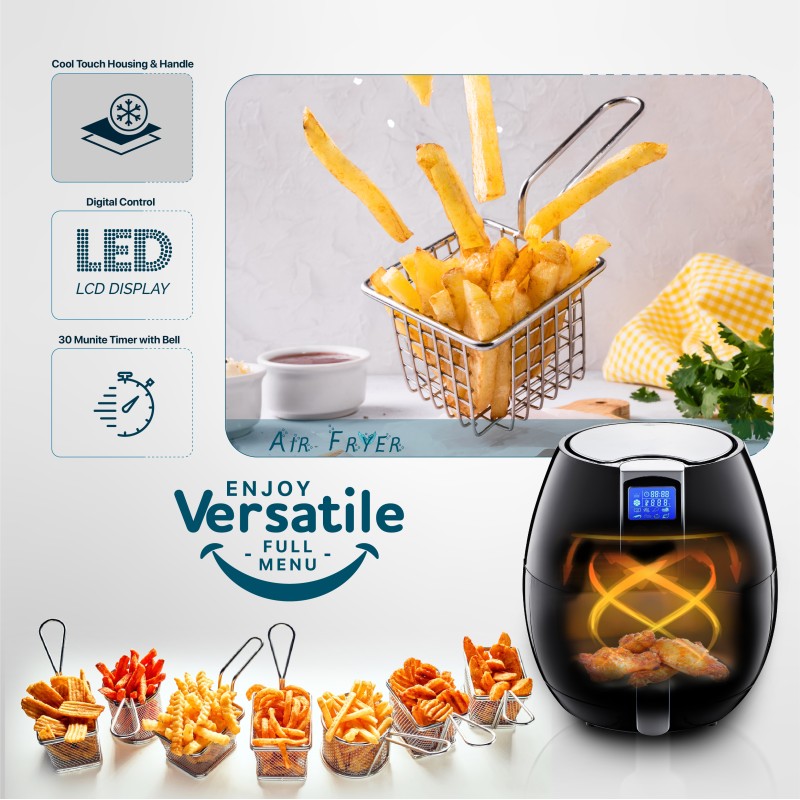 Friteuza Air Fryer Digital ZILAN ZLN-3604, Negru 1500 W, Capacitate 3.5 l, Timer 30 min,