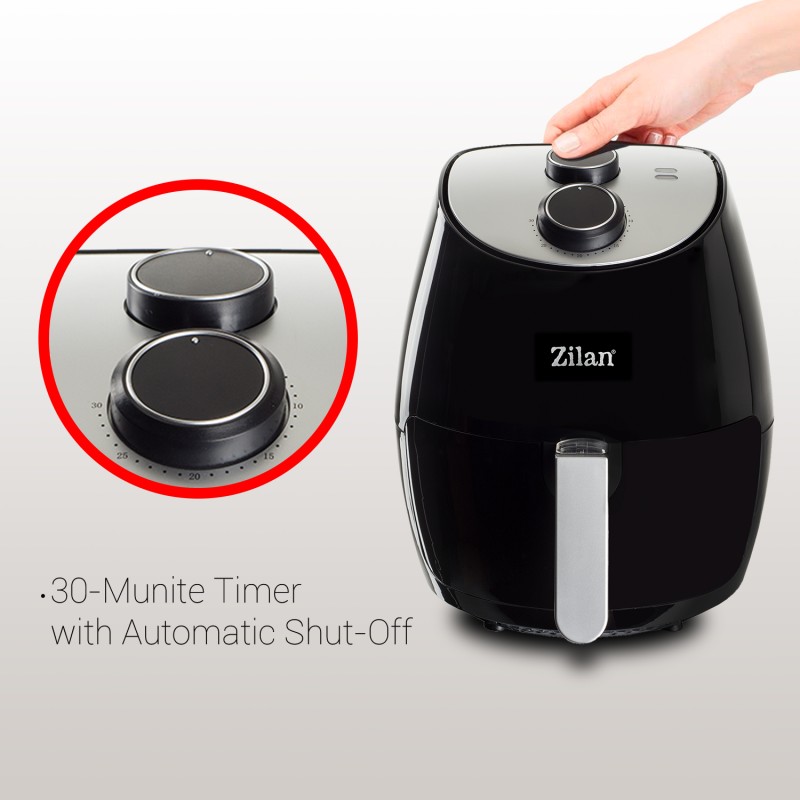 Friteuza Air Fryer, ZILAN ZLN-3598, Negru 1350 W, Capacitate 2.6 L, Timer 30 min,