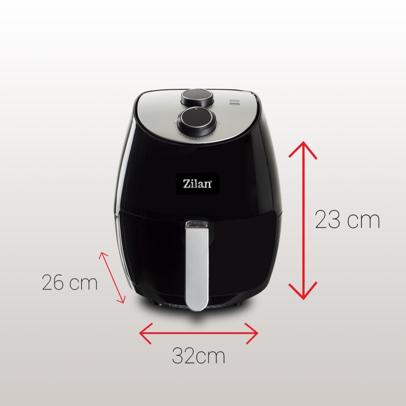 Friteuza Air Fryer, ZILAN ZLN-3598, Negru 1350 W, Capacitate 2.6 L, Timer 30 min,