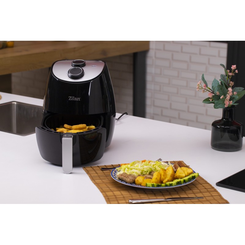 Friteuza Air Fryer, ZILAN ZLN-3598, Negru 1350 W, Capacitate 2.6 L, Timer 30 min,