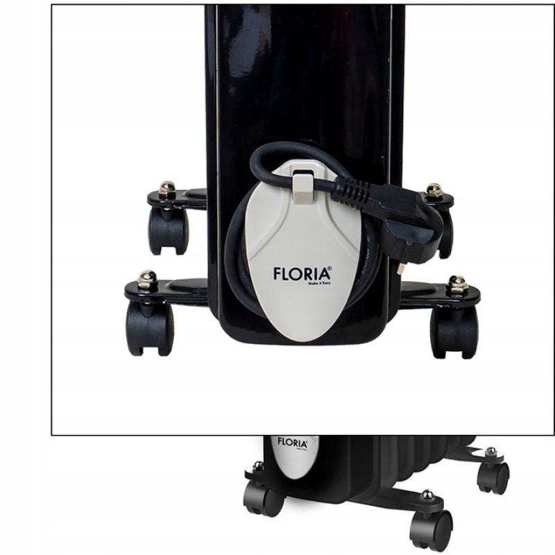 Calorifer electric Floria ZLN-3659,Negru 2000 W, 9 elementi, 3 trepte de putere, Termostat reglabil, Protectie supra-incalzire, Indicator luminos,